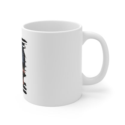 American Flag Skull Mug — Patriotic Skull Coffee Cup (11oz)