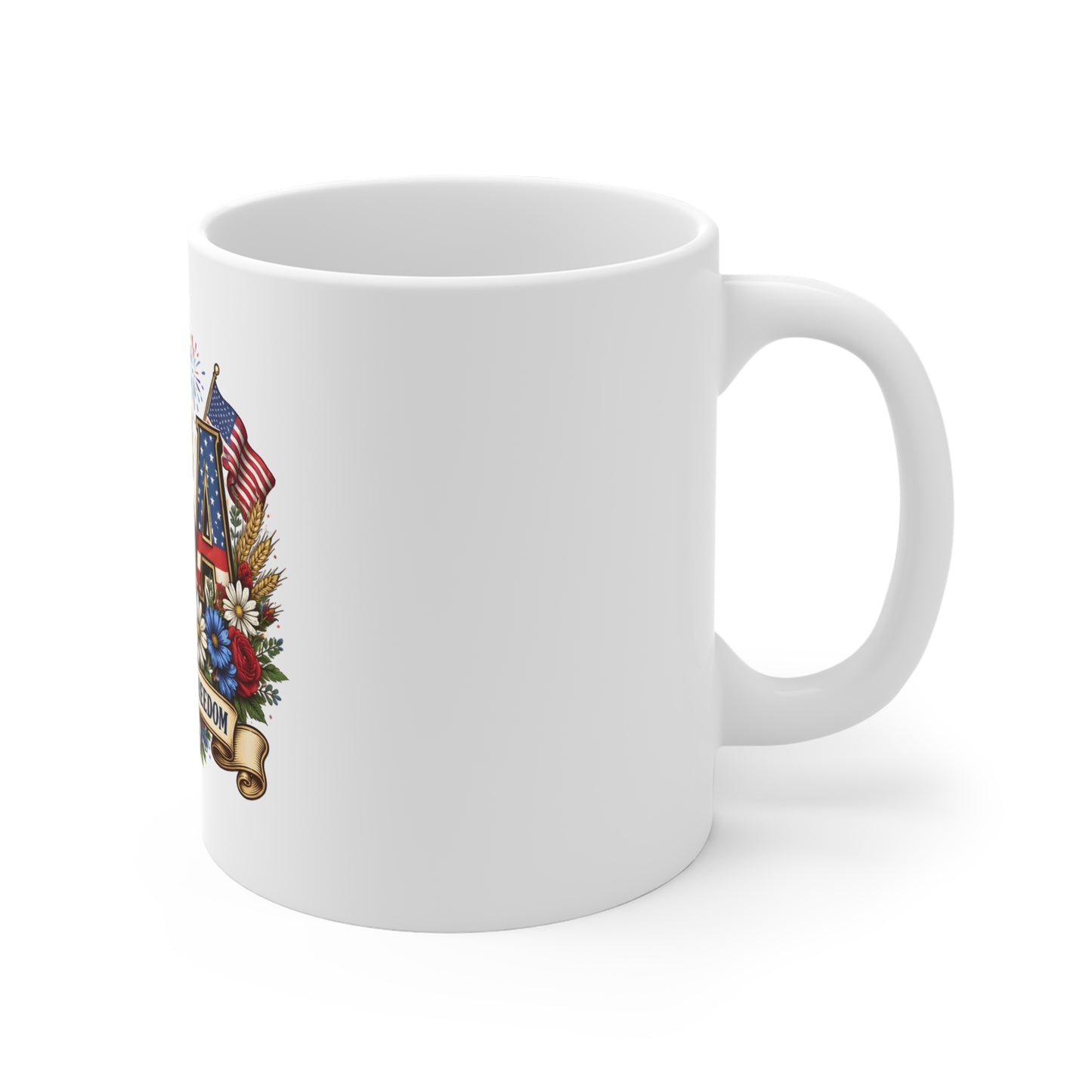 USA 250 Years of Freedom Mug — Patriotic American Flag Coffee Cup