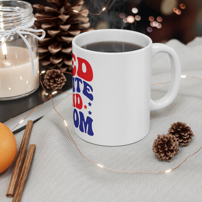 Red White and Boom Coffee Mug – Retro Patriotic Mug – 4th of July Fireworks Cup – Bold Americana Statement Mug Red White and Boom 11oz Coffee Mug — Patriotic 4th of July Ceramic Cup