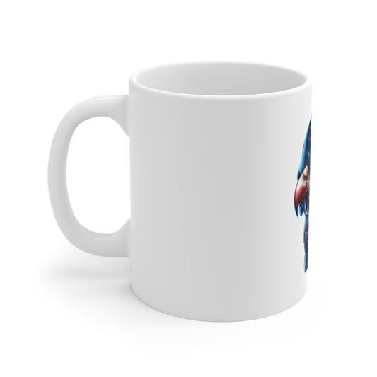 Patriotic Eagle Skull Coffee Mug – American Flag Skull with Eagle Beak – Fierce USA Freedom Mug – Bold Patriotic Mug 11oz