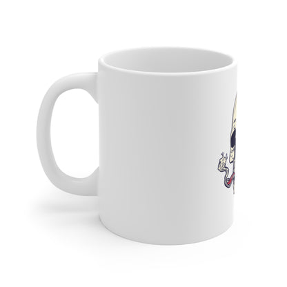Skull with American Flag Brain Mug — 11oz Patriotic Skull Coffee Cup