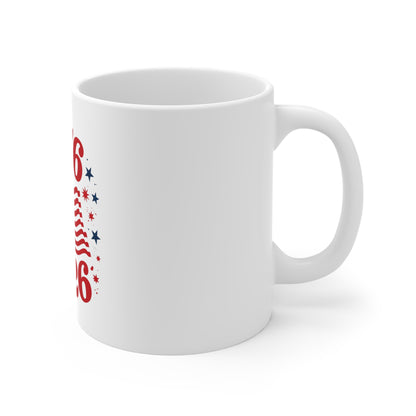 1776–2026 American Flag Mug — Patriotic 4th of July Coffee Cup
