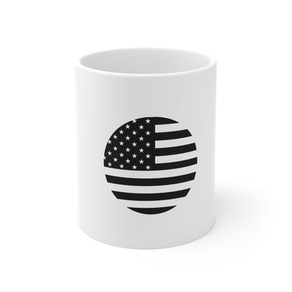 Stealth American Flag Coffee Mug – Blacked Out USA Flag Mug – Minimalist Tone-on-Tone Patriotic Cup – Modern Subtle Freedom Gift Mug 11oz