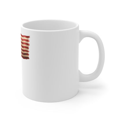 Vintage American Flag Coffee Mug – Rustic USA Flag Mug – Classic Patriotic Cup – Weathered Stars and Stripes Mug Mug 11oz