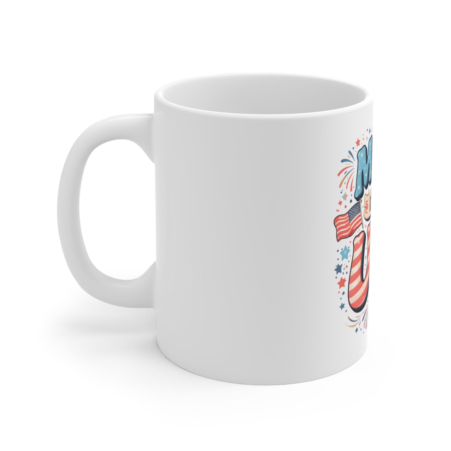 Made in the USA Mug – Patriotic Retro Coffee Mug – Red White Blue Americana Cup – 4th of July Gift Mug 11oz