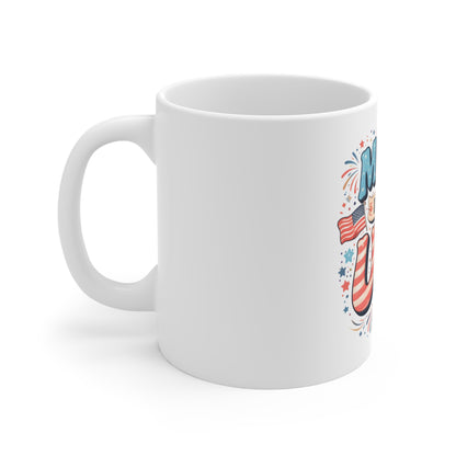 Made in the USA Mug – Patriotic Retro Coffee Mug – Red White Blue Americana Cup – 4th of July Gift Mug 11oz