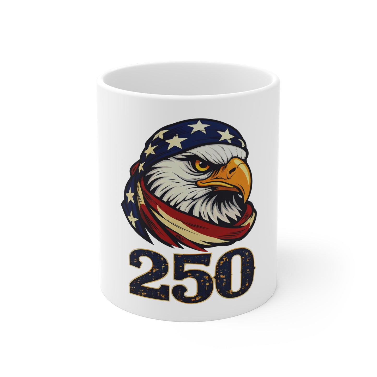 Patriotic Eagle 250 Coffee Mug — American Flag Bandana Bald Eagle 11oz