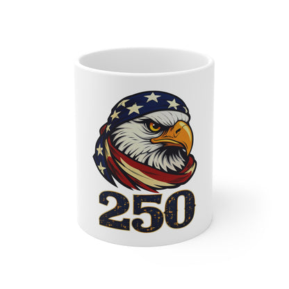 Patriotic Eagle 250 Coffee Mug — American Flag Bandana Bald Eagle 11oz