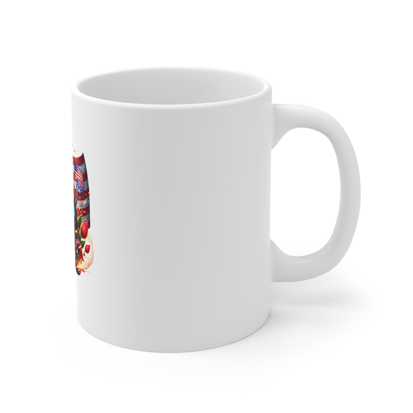 Patriotic Biker Gnome Mug — American Flag Motorcycle 11oz