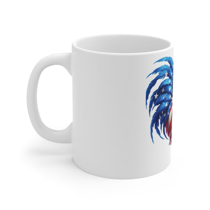 Patriotic Rooster Coffee Mug – American Flag Rooster Holding USA Flag – Red White Blue Chicken Mug – Proud American Gift Patriotic Rooster Coffee Mug – American Flag 11oz Ceramic