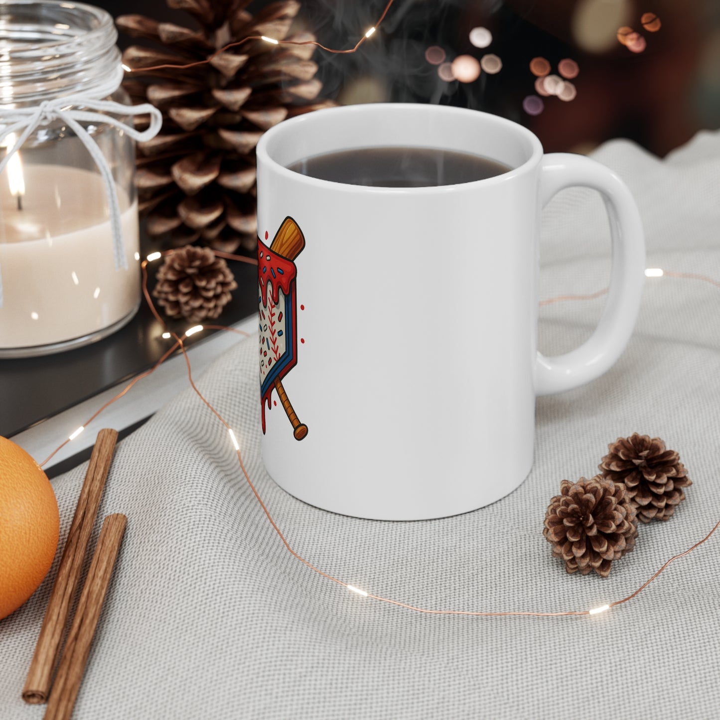 Baseball Home Plate Mug — Patriotic Dripping USA Design, 11oz