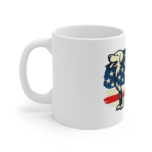 American Flag Dog Mug — Patriotic USA Pet Lover Coffee Cup