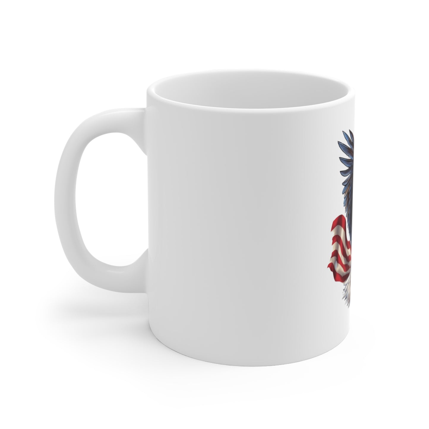 American Eagle Mug - Patriotic Bald Eagle with USA Flag 11oz Coffee Cup