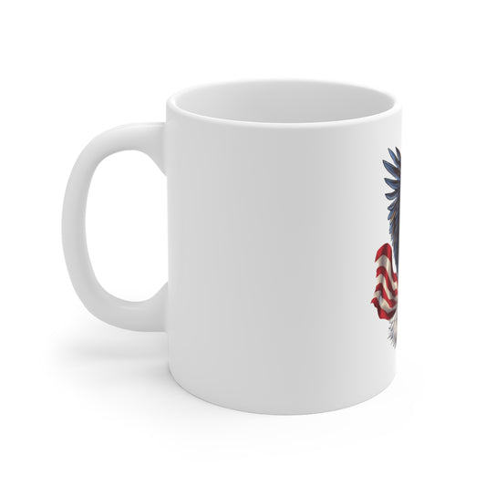 American Eagle Mug - Patriotic Bald Eagle with USA Flag 11oz Coffee Cup