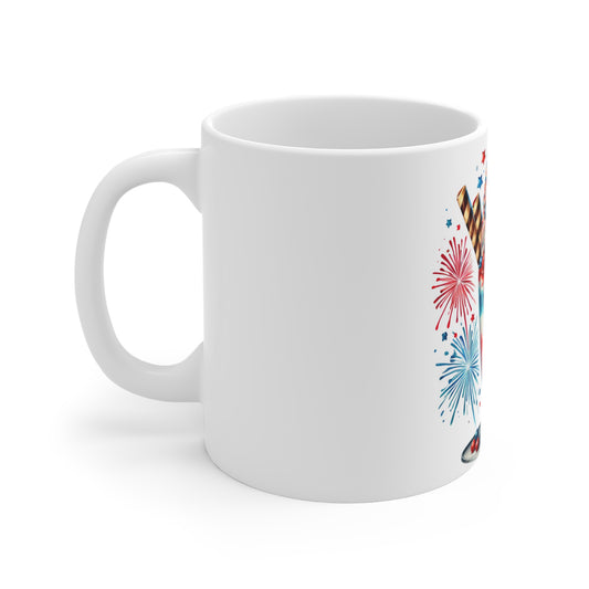 Patriotic Fireworks Milkshake Mug – 4th of July Ice Cream Sundae Coffee Mug – Red White Blue Dessert Cup with Fireworks – Americana Celebration Mug Patriotic Red White Blue Milkshake Mug - 11oz 4th of...