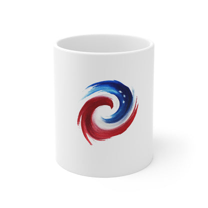 Patriotic Red & Blue Swirl Coffee Mug — 11oz