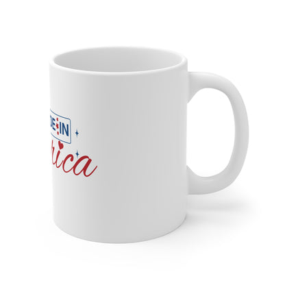 Made in America Script Coffee Mug – Elegant Patriotic USA Mug – Minimal Americana Typography Cup – Stylish USA Pride Gift Mug 11oz