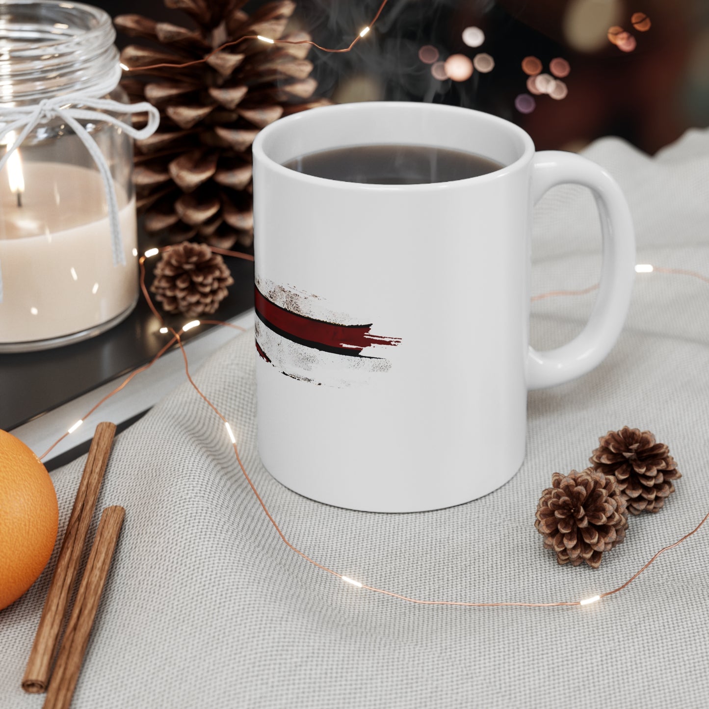 Black & White American Flag Brush Stroke Mug – Grunge USA Flag Coffee Cup – Bold Patriotic Design Mug 11oz