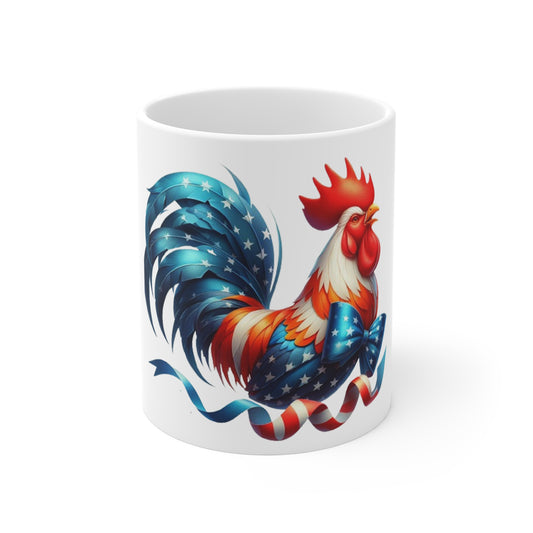 Patriotic Rooster Coffee Mug – American Flag Rooster Mug – Colorful Americana Farmhouse Art Cup – Unique USA Gift Mug Patriotic Rooster Coffee Mug – 11oz USA Flag Farmhouse Kitchen Gift