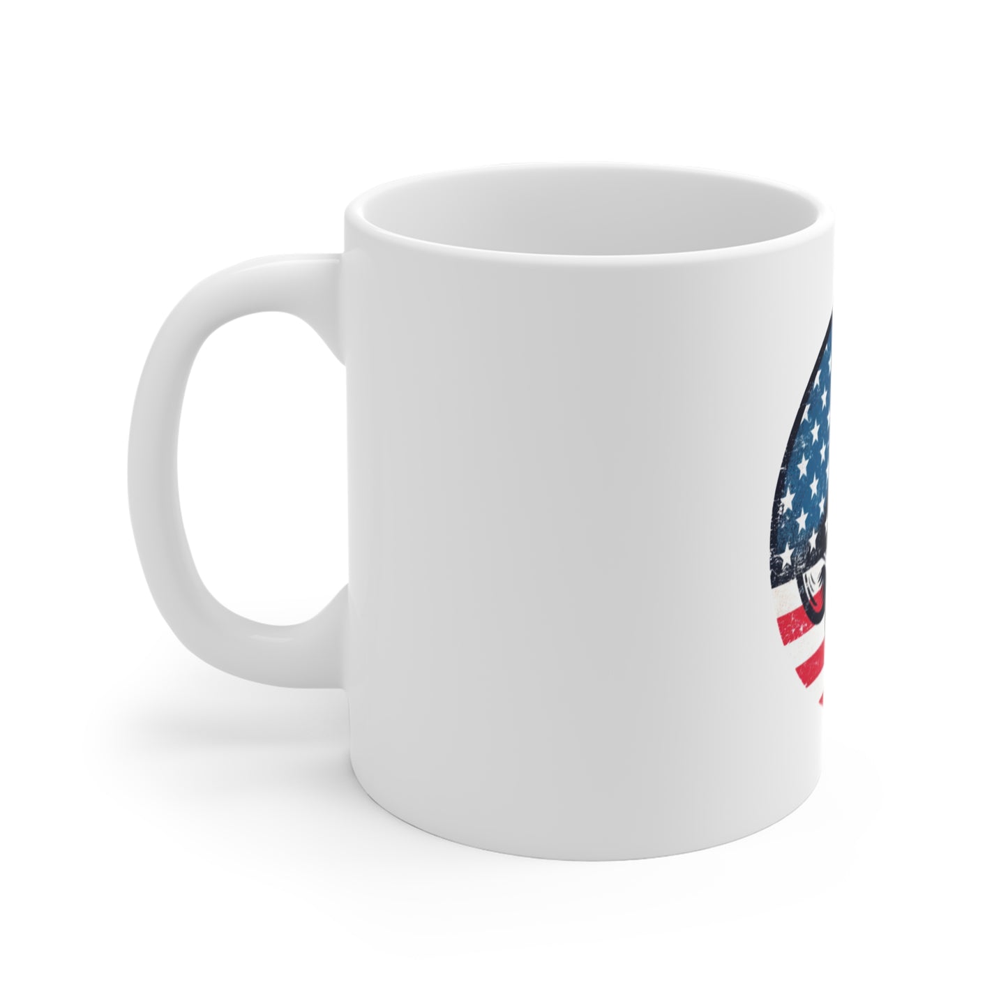 Vintage American Flag Skull Mug – Distressed Patriotic Skull Coffee Cup – USA Grunge Style 1776 Gift Mug 11oz