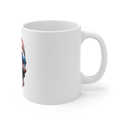 Patriotic Skull Sunglasses Coffee Mug – American Flag Skull Mug – USA Freedom Style Mug 11oz