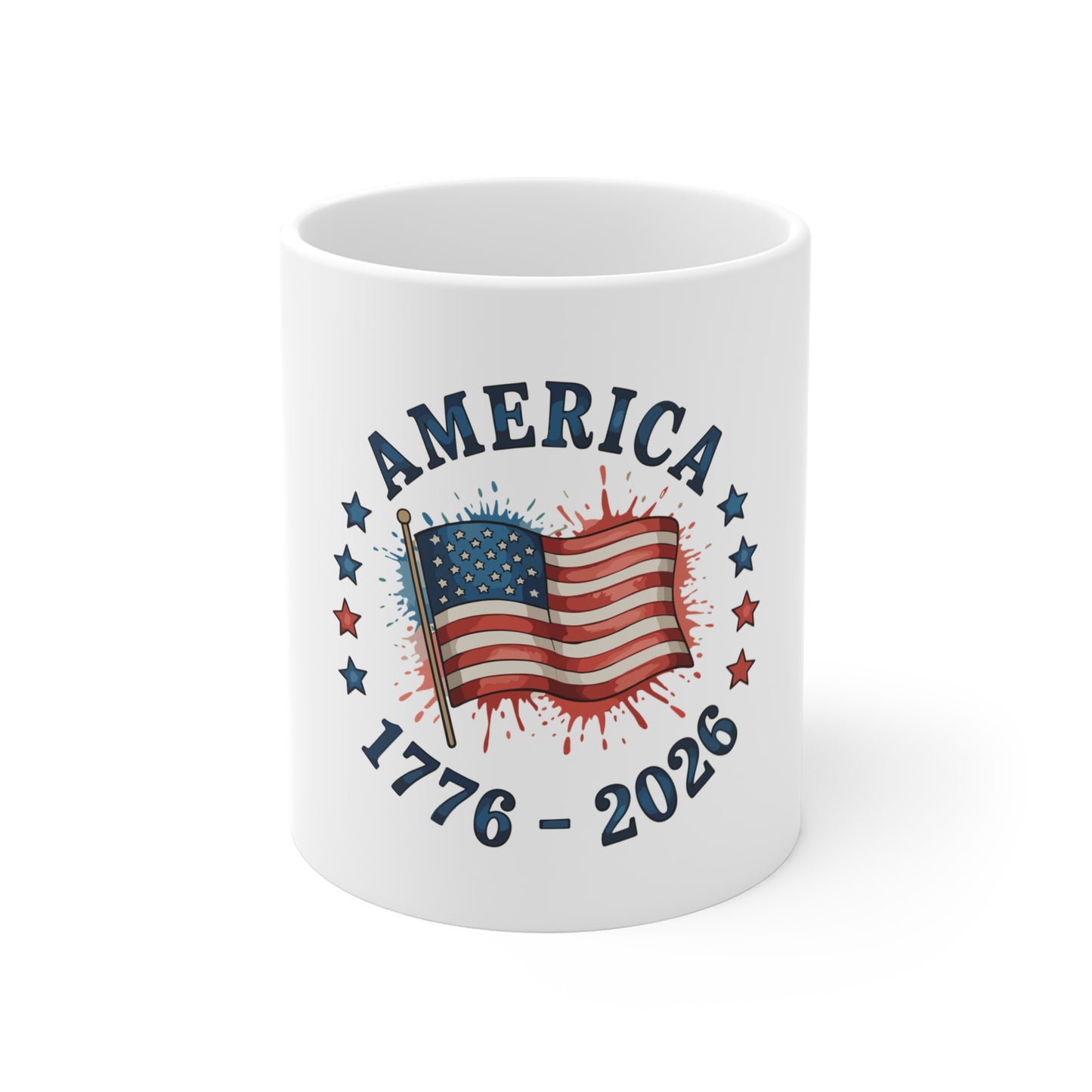 America 1776-2026 Commemorative Coffee Mug — Patriotic USA Flag 11oz