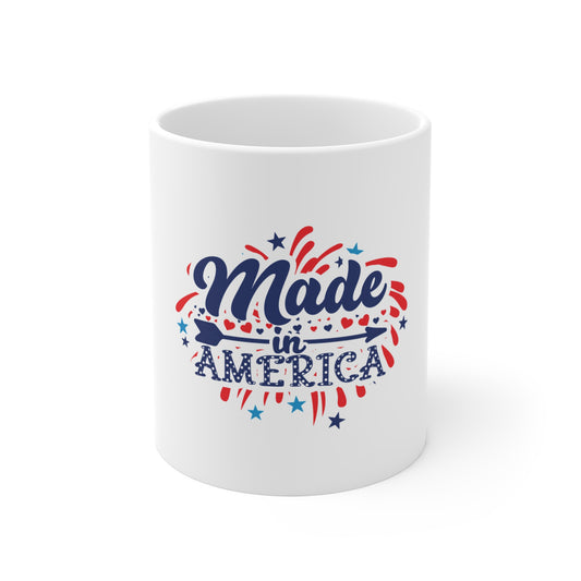 Made in America Fireworks Coffee Mug – Patriotic Celebration Mug – USA Pride Graphic Cup – 4th of July Gift Mug Mug 11oz