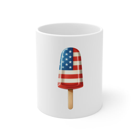 American Flag Popsicle Mug - 11oz Patriotic Fourth of July Coffee Cup