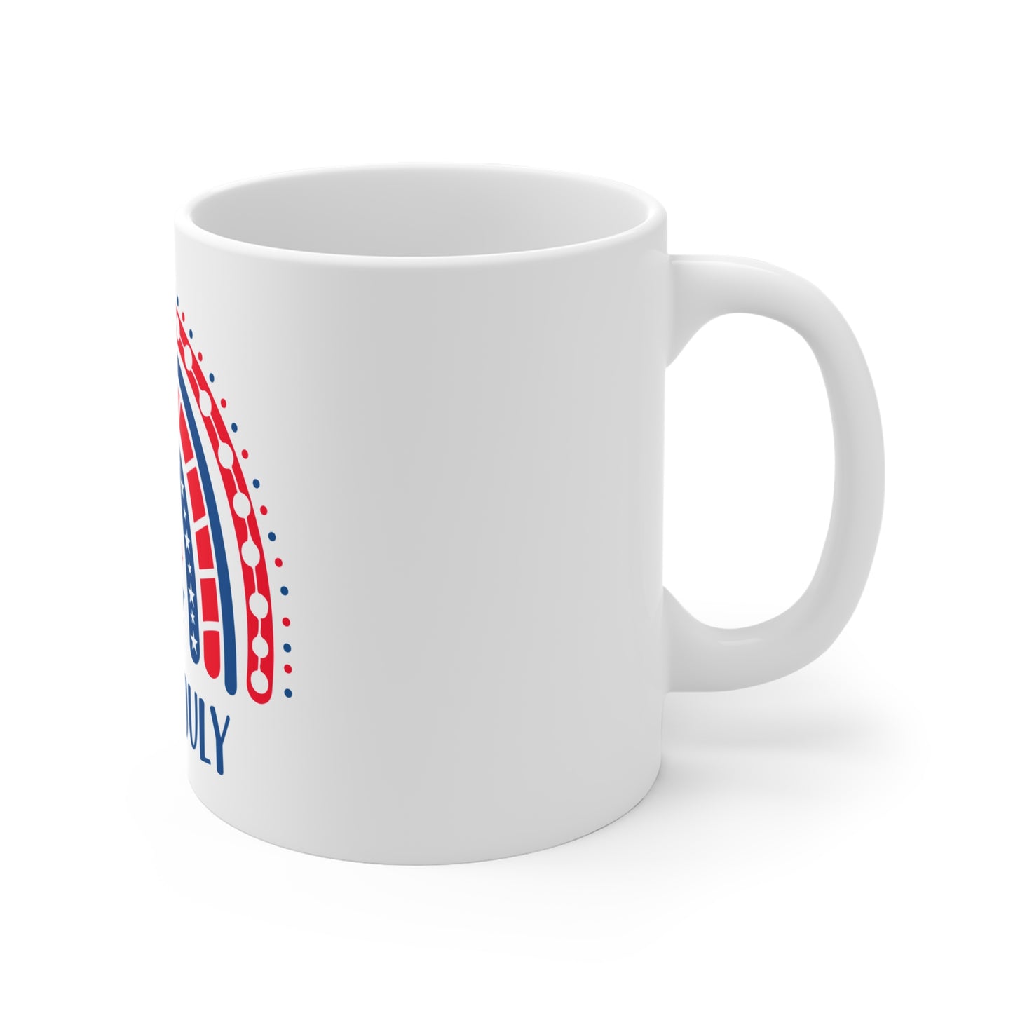 4th of July Coffee Mug – Patriotic Rainbow Stars Design – Red White Blue Independence Day Mug – USA Celebration Cup Mug 11oz