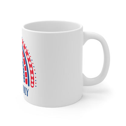 4th of July Coffee Mug – Patriotic Rainbow Stars Design – Red White Blue Independence Day Mug – USA Celebration Cup Mug 11oz