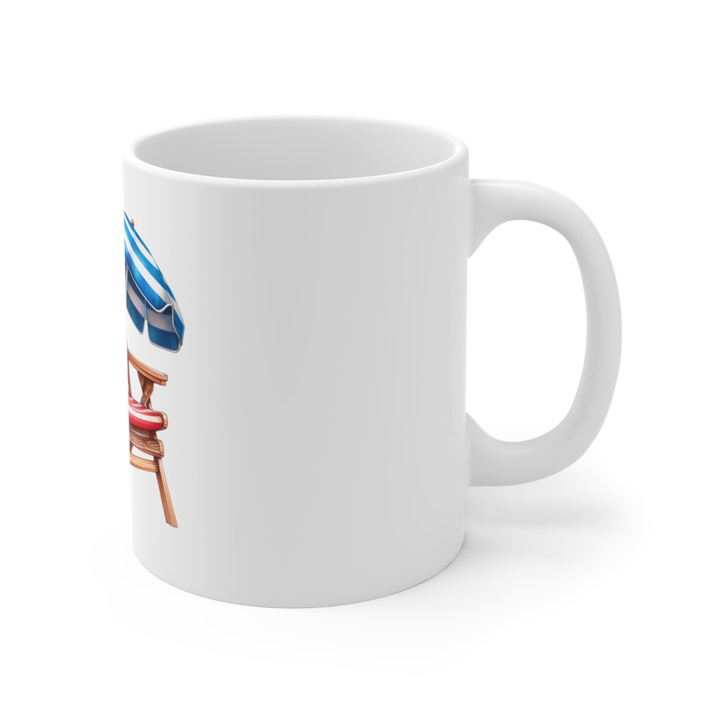 Mug — Patriotic Beach Chair Coffee Mug with American Flag Design