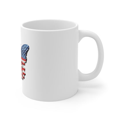Layered American Flag Butterfly Coffee Mug – Dimensional Patriotic Wings Mug – Red White Blue USA Freedom Cup American Flag Butterfly Mug - Patriotic 11oz Coffee Cup