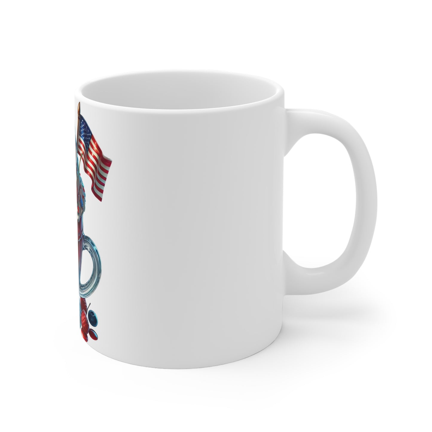 Patriotic Donut Milkshake Coffee Mug – 4th of July Drip Dessert Mug – Red White Blue Sweet Treat Cup – Americana Candy Mug – Festive Gift Mug Patriotic Red White & Blue Milkshake Mug — 11oz USA Flag...