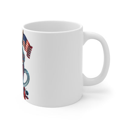 Patriotic Donut Milkshake Coffee Mug – 4th of July Drip Dessert Mug – Red White Blue Sweet Treat Cup – Americana Candy Mug – Festive Gift Mug Patriotic Red White & Blue Milkshake Mug — 11oz USA Flag...