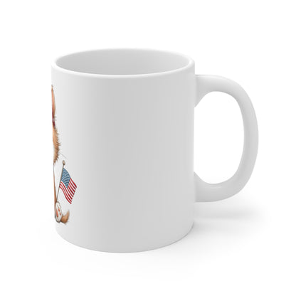 Patriotic Kitten with Headband Mug – Cute USA Cat Coffee Mug – Americana Bandana Cat Mug – 4th of July Cat Lover Gift Patriotic Kitty 11oz Mug - Cute Cat with American Flag