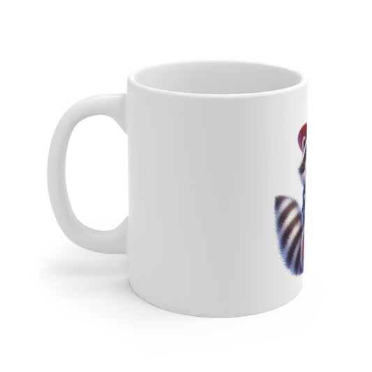 Cute Patriotic Raccoon Coffee Mug – Uncle Sam Raccoon Mug – American Flag Animal Cup – Adorable USA Gift Mug 11oz
