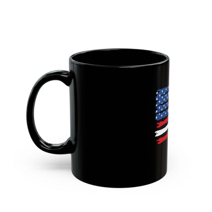 American Fighter Jet Flag Mug – Patriotic Jet Stripe Coffee Mug – USA Air Force Inspired Flag Cup – Red White Blue Aviation Mug Black Mug (11oz, 15oz)