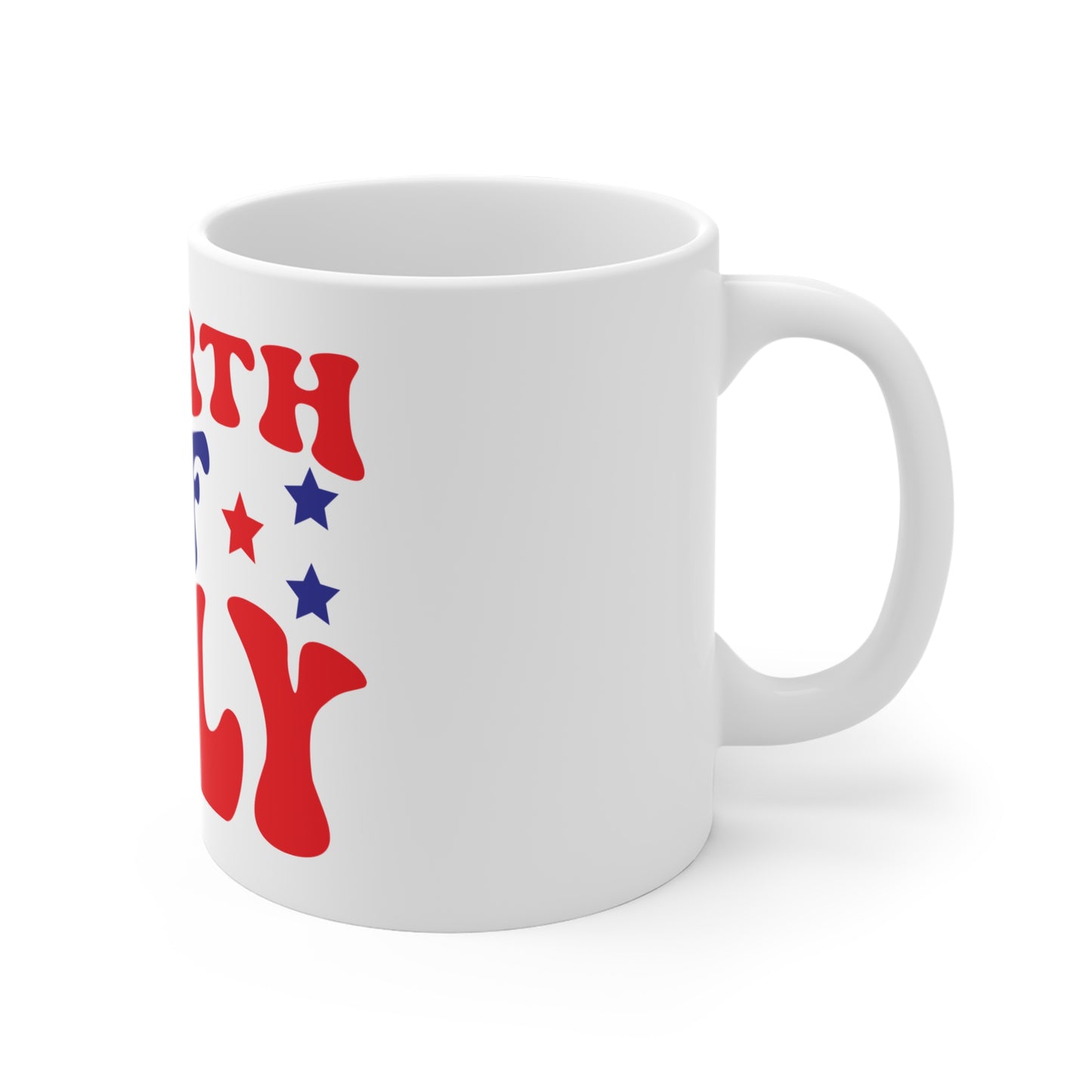 Fourth of July Coffee Mug – Patriotic Retro Typography Mug – 4th of July USA Celebration Cup – Americana Independence Day Mug Mug 11oz