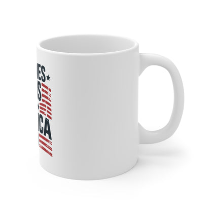 Patriotic Faith Mug — "She Loves Jesus and America Too" 11oz