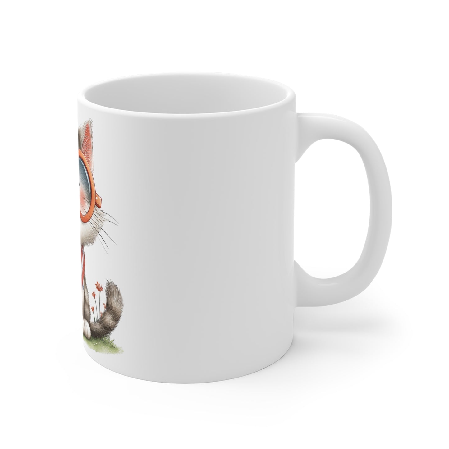 Cute Patriotic Kitten with Glasses Mug – Americana Bandana Cat Coffee Mug – Red White Blue Cat Lover Gift – Adorable Smart Cat Mug Cute Cat Mug — Patriotic Kitty with Sunglasses (11oz)