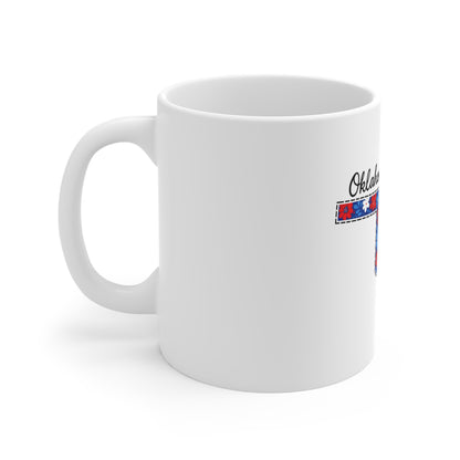 Oklahoma Floral State Mug — Red, White & Blue Daisy Design with Bow