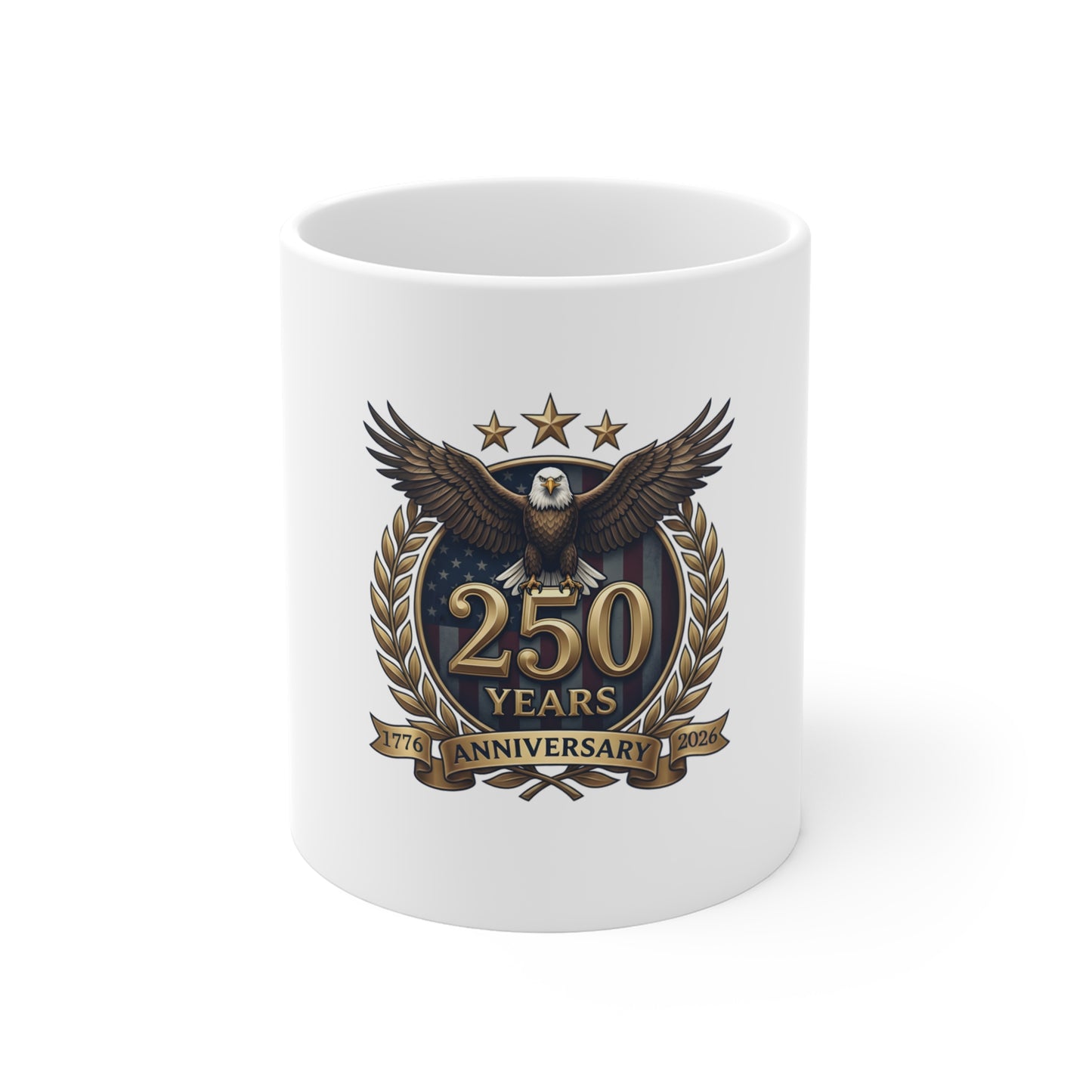 250 Years Anniversary Eagle Emblem Mug — Commemorative 11oz Celebration Gift