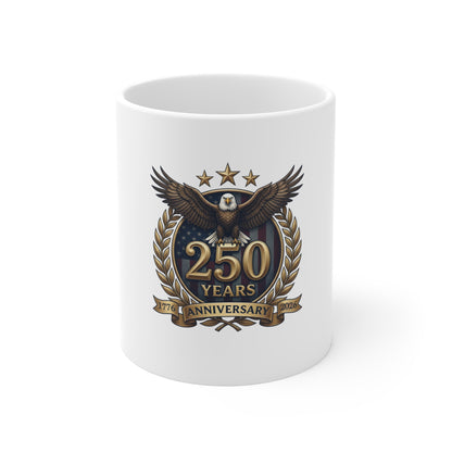 250 Years Anniversary Eagle Emblem Mug — Commemorative 11oz Celebration Gift
