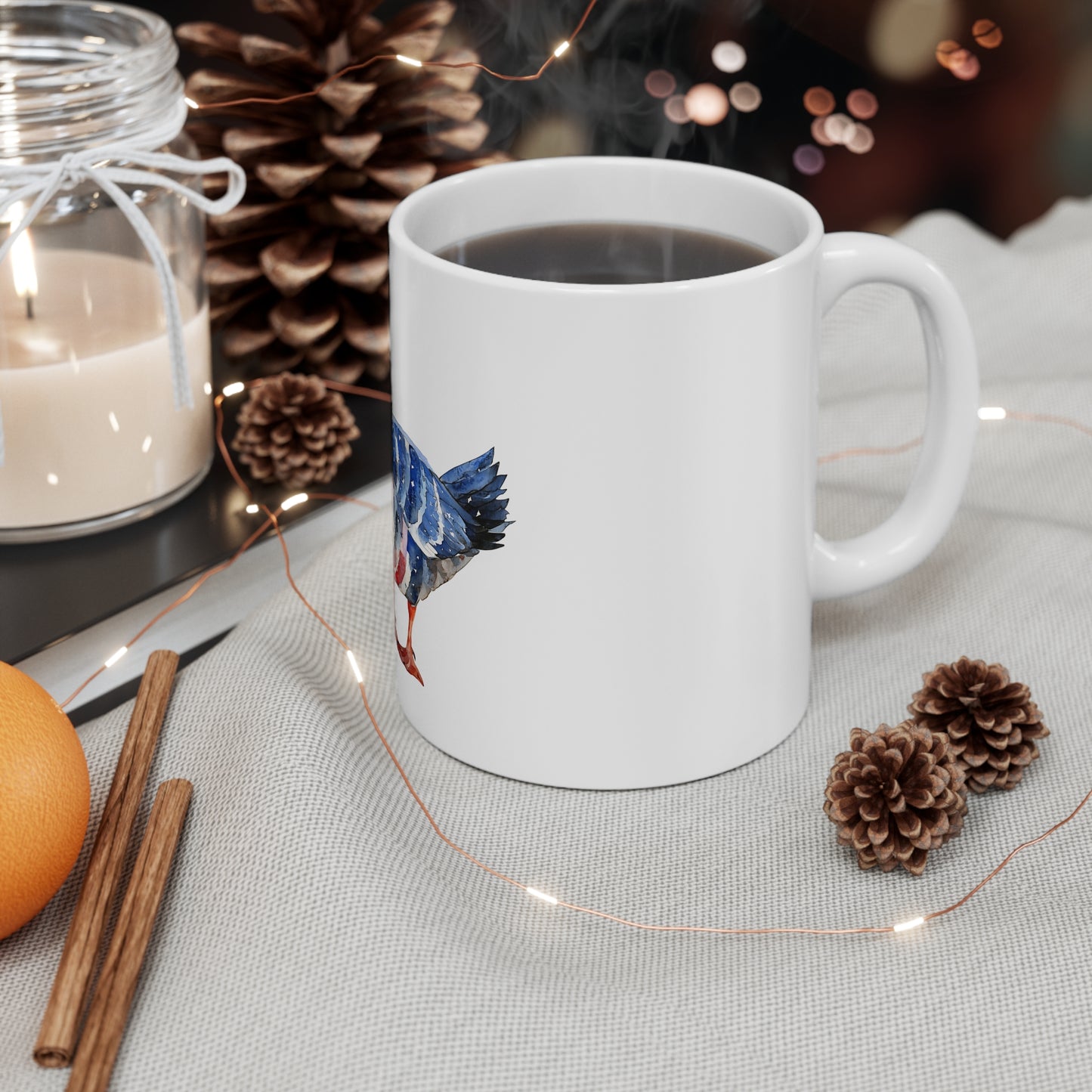 Patriotic Watercolor Goose Coffee Mug — 11oz Ceramic