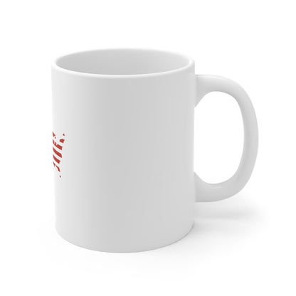 USA Map Flag Coffee Mug – American Flag United States Mug – Patriotic USA Silhouette Cup – Minimalist Americana Gift 11oz Mug