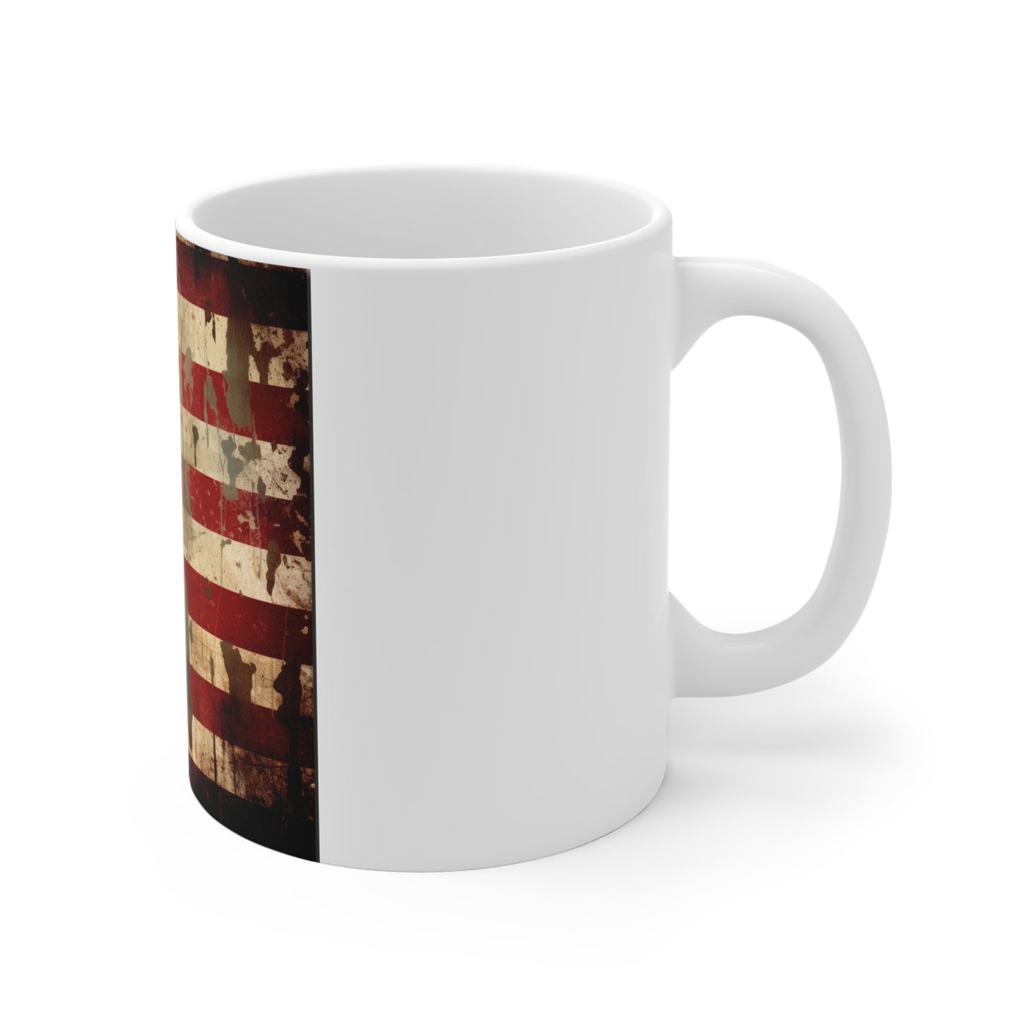 Distressed American Flag Coffee Mug – Vintage Grunge USA Flag Mug – Rustic Patriotic Mug – Weathered Americana Gift11oz