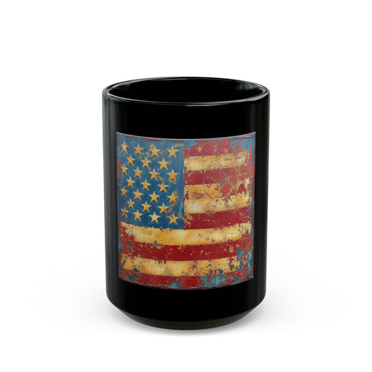 Rustic American Flag Mug - Distressed Patriotic Coffee Cup (11oz/15oz)