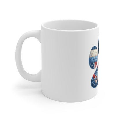 Patriotic Quilt Star Dog Paw Coffee Mug – Americana Patchwork Star Paw Print Mug – Red White Blue Dog Lover Mug – USA Pet Gift Cup Patriotic Quilted Paw Print Mug - 11oz American Flag Dog Lover Coffee...