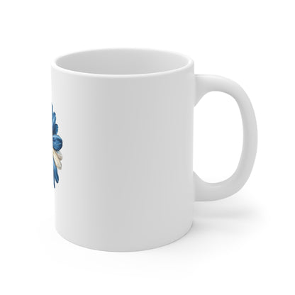 Patriotic Daisy 11oz Mug — Red White & Blue Flower Coffee Cup