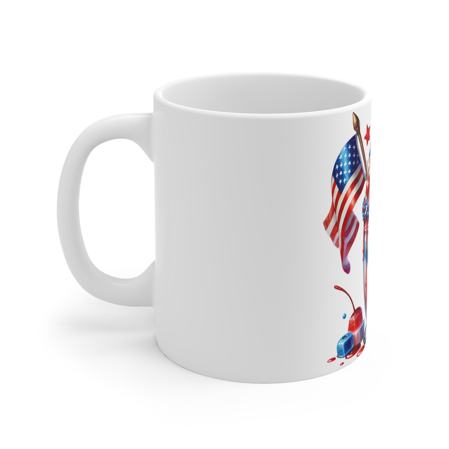 Patriotic Donut Milkshake Coffee Mug – 4th of July Ice Cream Sundae Mug – Red White Blue Dessert Cup with American Flag – Americana Treat Mug Patriotic Red White Blue Milkshake Mug – 11oz Fourth of...